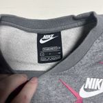 Nike Women Small All Over Pink Swoosh Graphic Crewneck Pullover Grey Photo 1