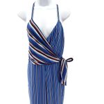 Rag and Bone  Womens Spaghetti Strap V‎ Neck Striped Silk Jumpsuit Blue Size 2 Photo 5
