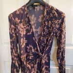 Rag and Bone  Violet Floral Faux Wrap Odette Midi Dress Size 2 purple Photo 4