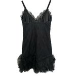 Milly NYC ruffle Lace Trim Hem Dress Size 2 Cocktail Made In USA Cotton/Silk Black Photo 3