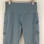 Alo Yoga Steel Blue Side Micro Mesh Block High-Waisted Athletic Workout Leggings Photo 2