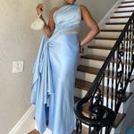 Mac Duggal One Shoulder Charmeuse Gown With Beaded Cutout in Powder Blue US 0 Photo 1