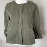 Sanctuary  Womens Jacket 3/4 Sleeve Ruffle Cuff Jacket Cadet Green Small Photo 0