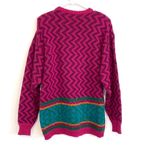 VINTAGE LIZ SPORT Magenta Pink Purple Chevron Stripe Tunic WOOL Blend Sweater M Size M Photo 7