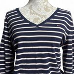 Tommy Hilfiger XLL Navy and Baby Pink Long Sleeve  Basic Striped Tee Preppy Photo 1