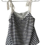 J.Crew Size Medium Bow Tie White Navy Blue Tank Top‎ Blouse Photo 0