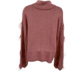 Rachel Parcell  Ostrich Feather Trimmed Mock Neck Sweater Size XS Pink Photo 8