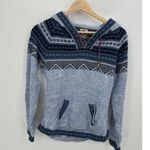 Artesania Sweater Women Small Alpaca Blend Hooded Aztec Fair Isle Pullover Blue Photo 0