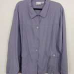 Fashion Bug  Linen Blend Jacket Women 22/24 Purple Button Casual Lightweight Top Photo 0