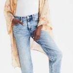 American Eagle Yellow and Pink Floral Kimono Cardigan One Size Photo 0