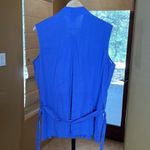 Sandro  Lavender Linen Blend Sleeveless Top Pleated Peplum Self Tie Belt Size XL Photo 4