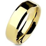 Beveled Edge Flat Band Gold IP Over Stainless Steel Ring 6mm width size 7 Photo 0