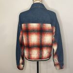 BKE  denim jacket with plaid wool blend back detail M Photo 4