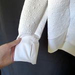 Athleta white quilted pattern cowl neck sweater kangaroo pocket women's L Photo 3