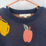 Ann Taylor LOFT Sweater Size Medium Apple Cider Donut Fall Orchard Novelty Print Photo 3