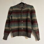 Lands' End Vintage  Shetland Wool Striped Cardigan Sweater Indie Grunge Grandpa Photo 0