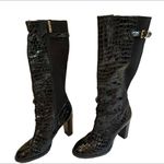 Isaac Mizrahi New York Isgeogin Black Leather Croc Tall boots Photo 1