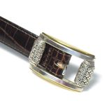 Brighton Ladies BELT & BUCKLE 28" Reversible Brown Croc & Black Leather Silver Photo 8