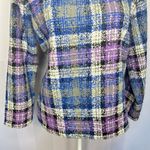 Emin & Paul Anthropologie Plaid Blue Purple Tweed Pullover Sweater Small Photo 2