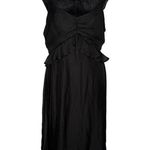 Lulus  Black Sleeveless Ruffled Midi Dress Size‎ L Ruched Flutter Whimsigoth Photo 0