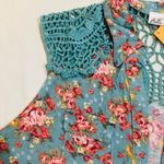 Bella Dahl NWT Bella D Medium Blue Rose Floral Crochet Crop Top Cottagecore Vintage Fairy Photo 1