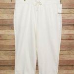 NWT Calia Cream Fleece Pull On Crop Pants Size XXL High Rise Raw Hem Straight Photo 0