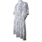 SheIn Milkmaid Babydoll Cottagecore‎ 3XL Floral Ruffle V Neck Midi Dress Blue White Photo 2