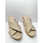 Charles David  Wedge Sandals Womens Size 12 Tan Crisscross Slip On Heels Photo 3