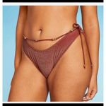 Wild Fable  Brown Lurex Sparkly Beaded Bikini Swim Bottom XS Photo 0
