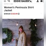 Eddie Bauer EUC  Peninsula Shirt Jacket Butterscotch Plaid Medium Retail $159.00 Photo 5