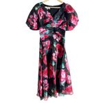 Teri Jon Rickie Freeman Black Floral Organza V Photo 6