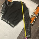 Forever 21 Faux Leather Black/White Moto Varsity Bomber Jacket S Thriller Biker Photo 10