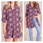 Natural Life Twiggy Burgundy Floral Button Up Mini Shirt Dress Size Medium Photo 6