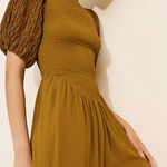 Free People NEW  Temperley Jumpsuit Khaki Green Puff Sleeve Sm Goblincore Fairy Photo 0