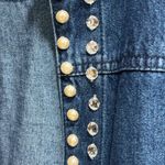 Women's Denim Open Front Jacket, Pearl and Rhinestone Embellishments Blue Size undefined Photo 4