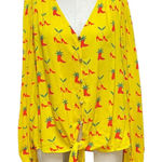Anthropologie Kendra Dandy Dreamer Top Blouse Button Strawberry Yellow Size 14 Photo 0