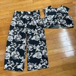 Banana Republic  DRAPEY WIDE-LEG PANT AND TOP SET Floral Eclipse Coal Sz XL-16P Photo 3