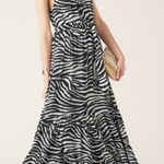 Tigerlily  Zoya Black White Zebra Print Tie Strap Maxi Dress Size 8 Photo 0