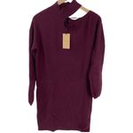 Halogen Burgundy Cutout Shoulder Sweater Dress - Size Small | Mock Neck, L/S Photo 1