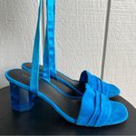 Via Spiga NWOB Nova Ankle Wrap Block Heel Sandal In Azure Blue Suede Size 8 Photo 3