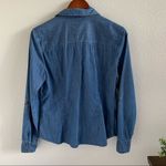 Charter Club  Denim Chambray Button Front Collared Top Front Pockets Blue 8 Photo 1