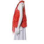 Ganni Printed Halterneck Blouse Coral Lace Bow Tie Size M Photo 1