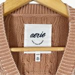 Aerie NWOT Women’s Mini Cable Cropped Knit Long Sleeve Sweater Sz Medium, Tan Photo 7