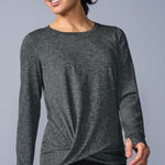 L.L.Bean Long Sleeve Twist Front Top Plus Size 1X Activewear Gray Photo 0