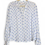Zac and Rachel  White Blue Star Print Button Down Shirt Womens L Lightweight Fabric Photo 0
