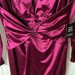 EXPRESS : Metallic Purple Plunging neckline- side slit-long sleeve- Dress- S Photo 5
