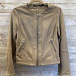 Iris Setlakwe Womens Size 2 Jacket Tan Perforated Faux Suede Short Biker Zipper Photo 0