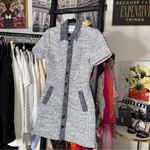 Claudie Pierlot Navy Tweed Short Sleeve Button Front Mini Dress 4 Preppy Blue Photo 6