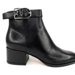 Sergio Rossi Women's Black Leather SR Logo Buckled Ankle Booties Size EU 34.5 Photo 0