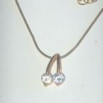 Elegant Dainty Gold Tone CZ Rhinestone Cherry Pendant Necklace Photo 2